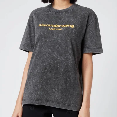 Alexander Wang Women's Acid Washed T-Shirt with Embroidery - Acid Black