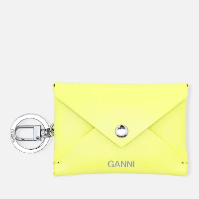 Ganni Women's Leather Key Chain/Envelope Cardholder - Lemon