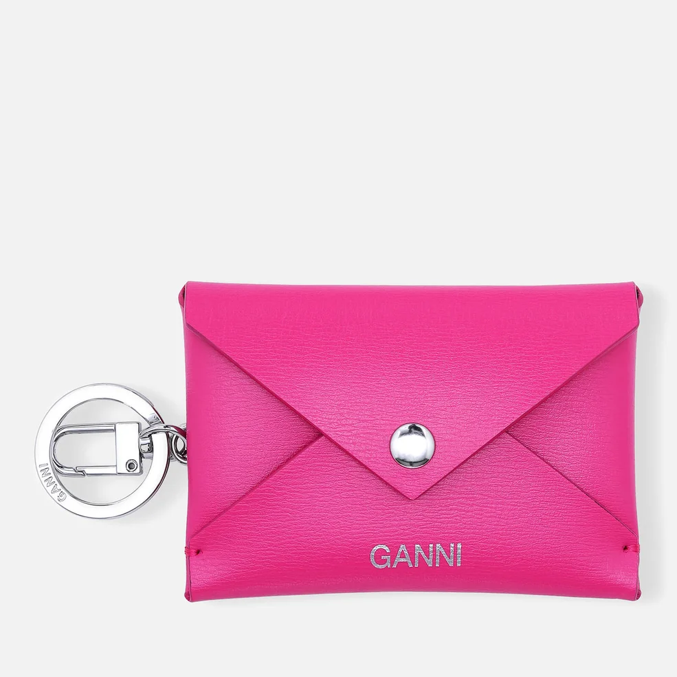 Ganni Women's Leather Key Chain/Envelope Cardholder - Shocking Pink Image 1