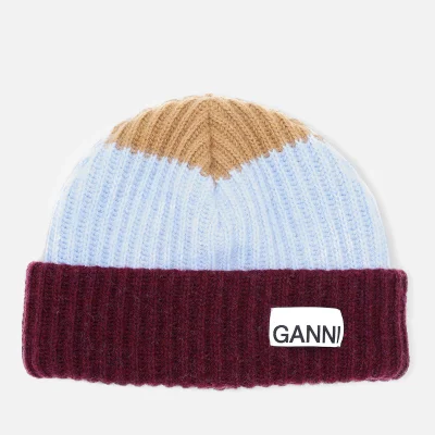 Ganni Women's Block Colour Knitted Recycled Wool Beanie - Block