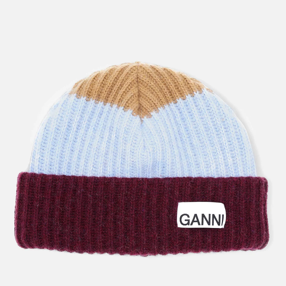 Ganni Women's Block Colour Knitted Recycled Wool Beanie - Block Image 1