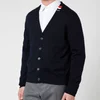 Thom Browne Men's Tricolour Tab Relaxed Fit V-Neck Cardigan - Navy - Image 1