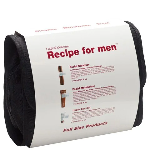Recipe for Men - Three Way Gift Bag White (Facial Cleanser, Facial Moisturiser, Under Eye Gel) Image 1