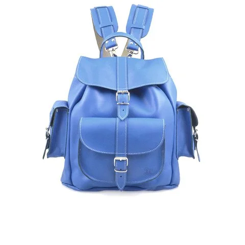 Grafea Hari Medium Leather Rucksack - Smurf Blue Image 1