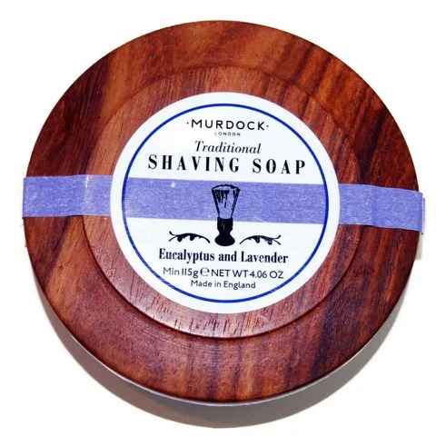 Murdock London Luxury Traditional Shaving Soap - Lavender and Eucalyptus Presented in wooden bowl Image 1