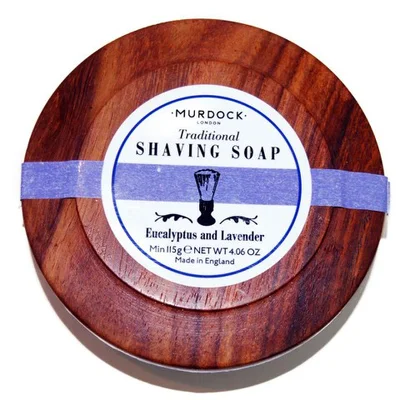 Murdock London Luxury Traditional Shaving Soap - Lavender and Eucalyptus Presented in wooden bowl