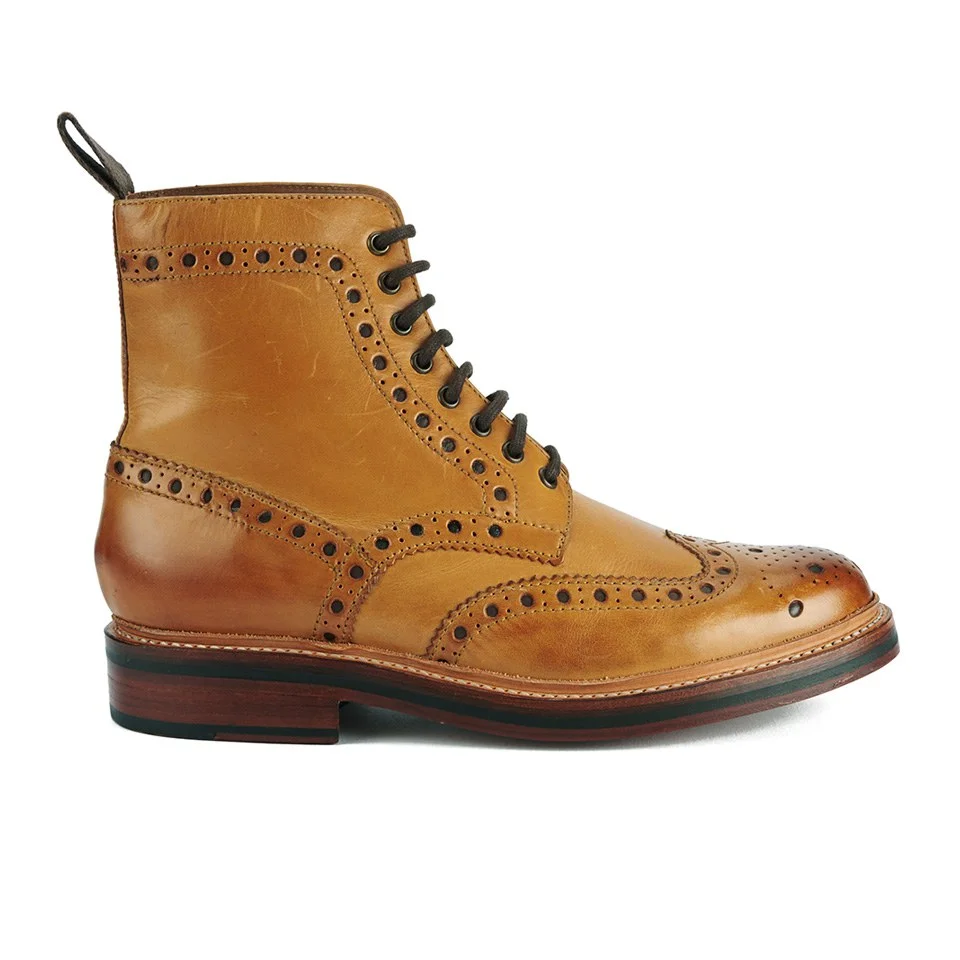 Grenson Men's Fred Brogue Boots - Tan Image 1