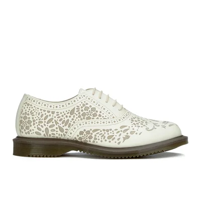 Dr. Martens Women's Kensington Aila Skull Etched 5-Eye Leather Shoes - Off White
