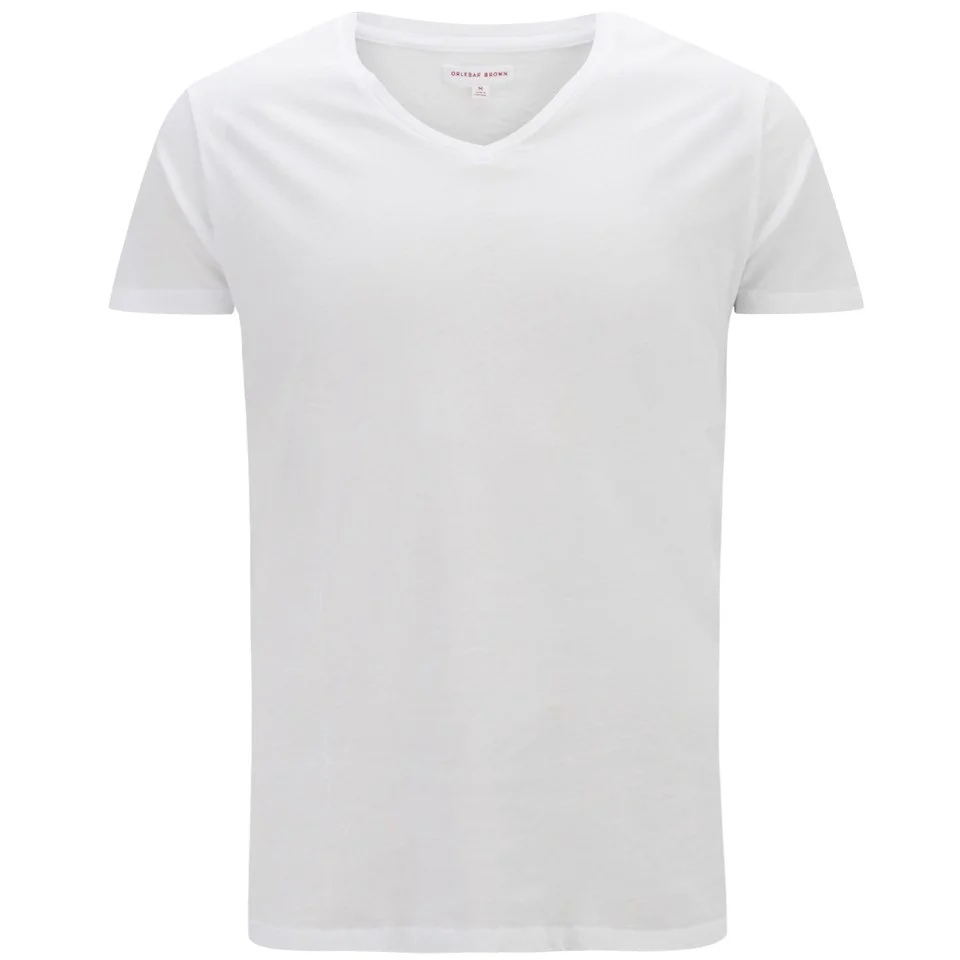 Orlebar Brown Men's Curved Hem Pima Cotton V Neck T-Shirt - White Image 1