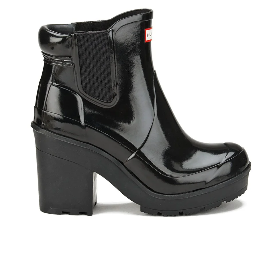 Hunter Women's Original Block Heeled Gloss Chelsea Boots - Black Image 1