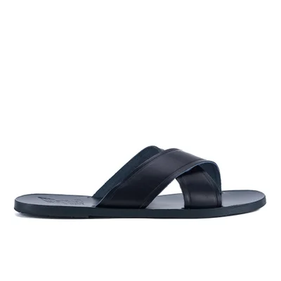 Ancient Greek Sandals Men's Kritonas Leather Slide Sandals - All Marine