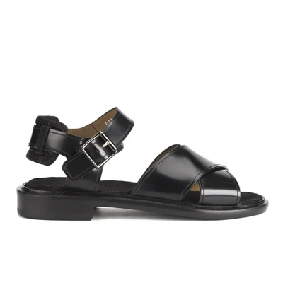 Paul Smith Shoes Women's Hawkers Leather Flat Sandals - Nero Amalfi