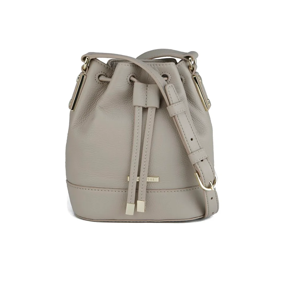 BOSS Hugo Boss Malinda-G Drawstring Leather Bucket Bag - Open Grey Image 1
