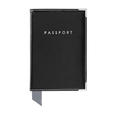 Aspinal of London Plain Passport Case - Black