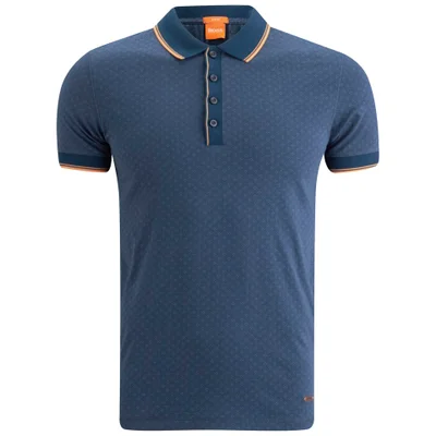 BOSS Orange Men's Argyll Print Slim Fit Plynx Polo Shirt - Navy