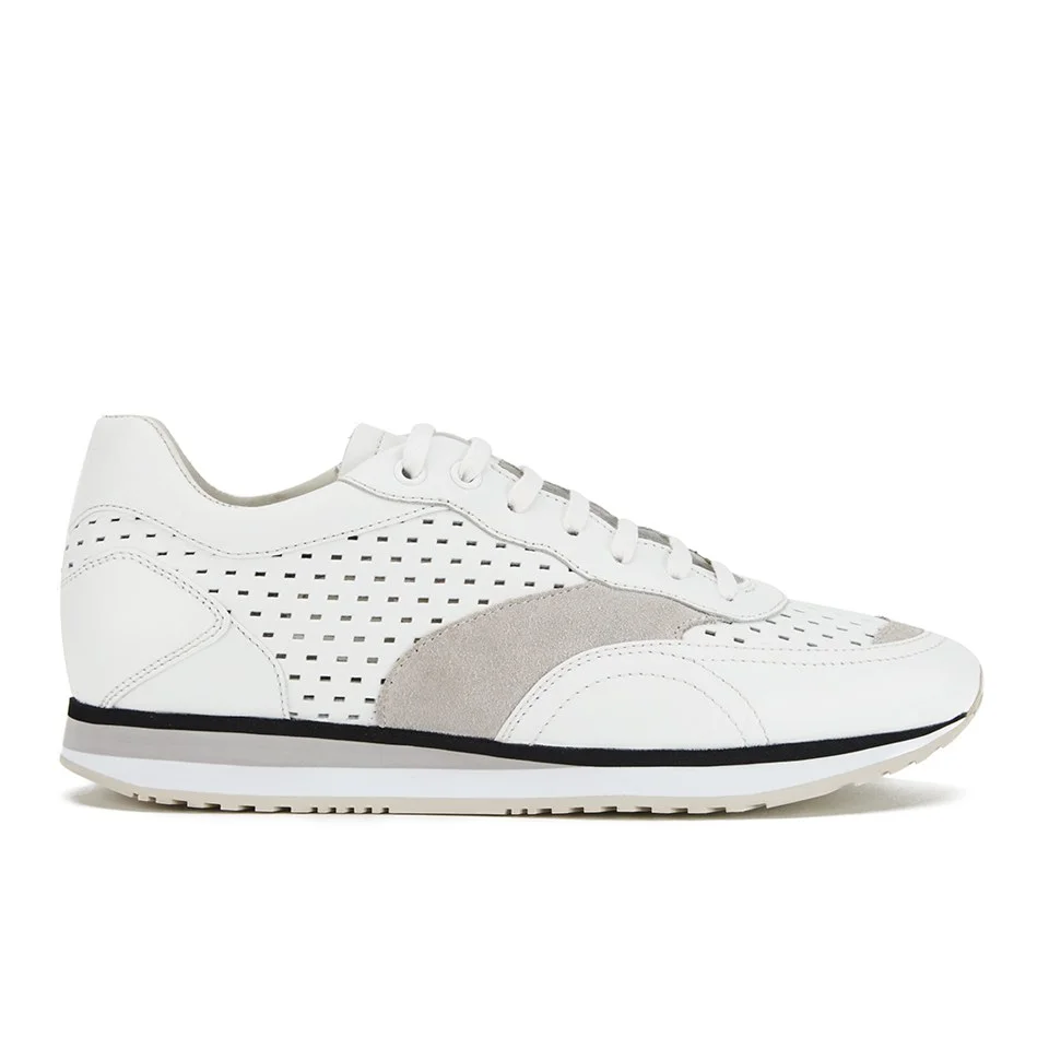 HUGO Women's Ibis - B Perforated Leather Runner Trainers - Open White Image 1