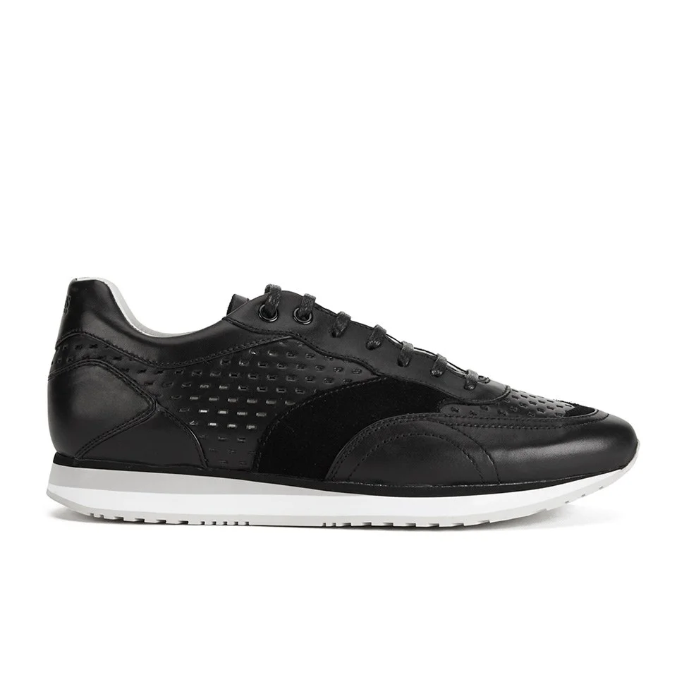 HUGO Women's Ibis - B Perforated Leather Runner Trainers - Black Image 1