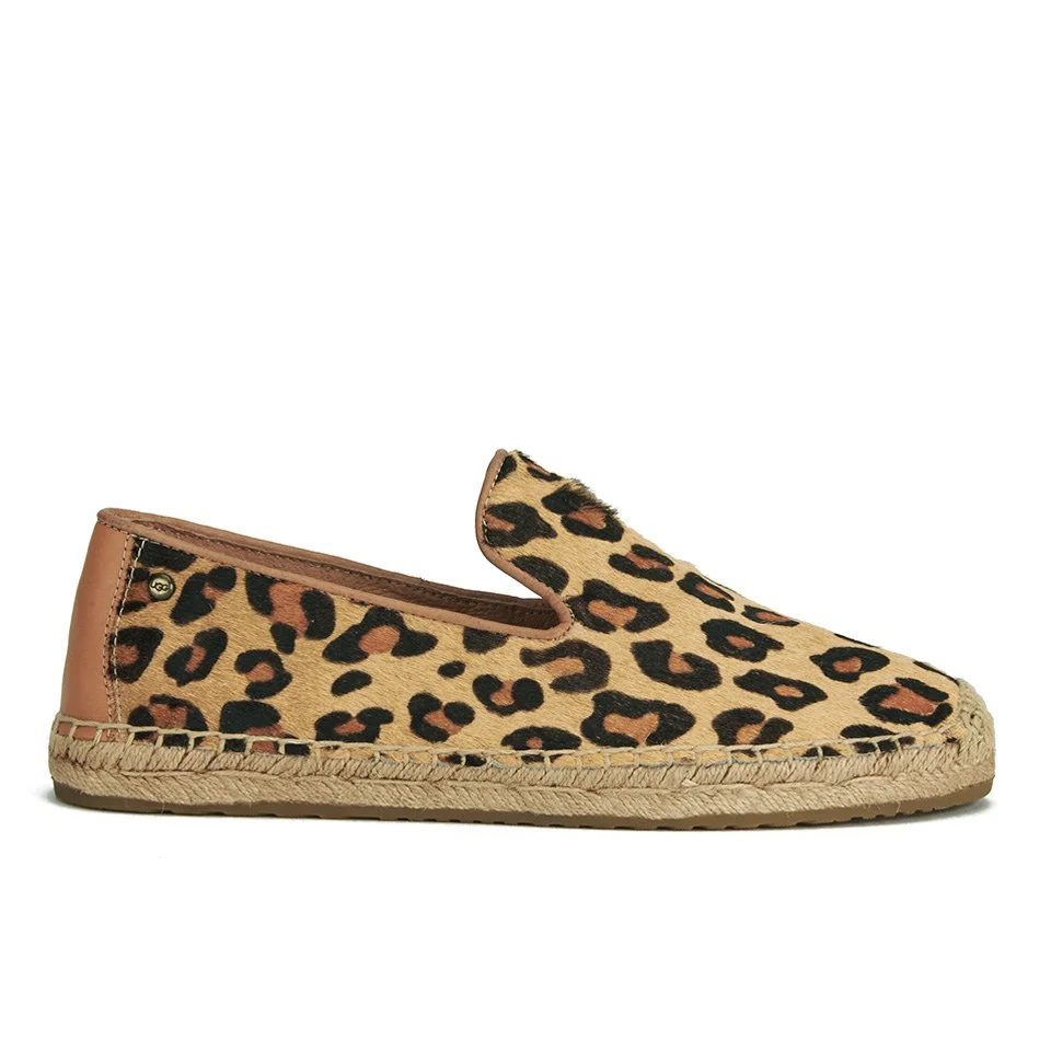 UGG Women's Sandrinne Calf Hair Leopard Slip On Espadrille Shoes - Chestnut Leopard Image 1