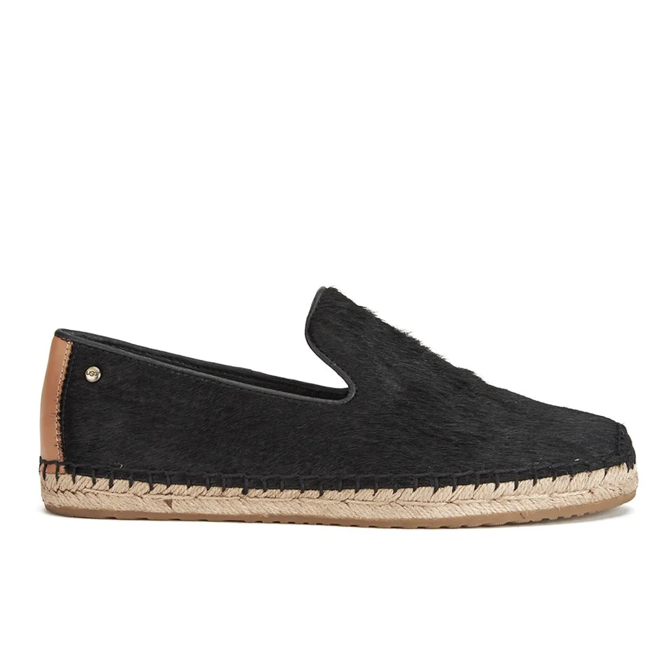 UGG Sandrinne Calf Hair Slip On Espadrille Shoes - Black Image 1