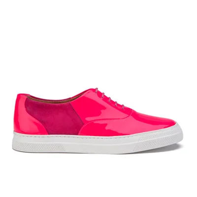 Folk Women's Isa Patent Leather/Suede Plimsoll Trainers - Fluro Pink