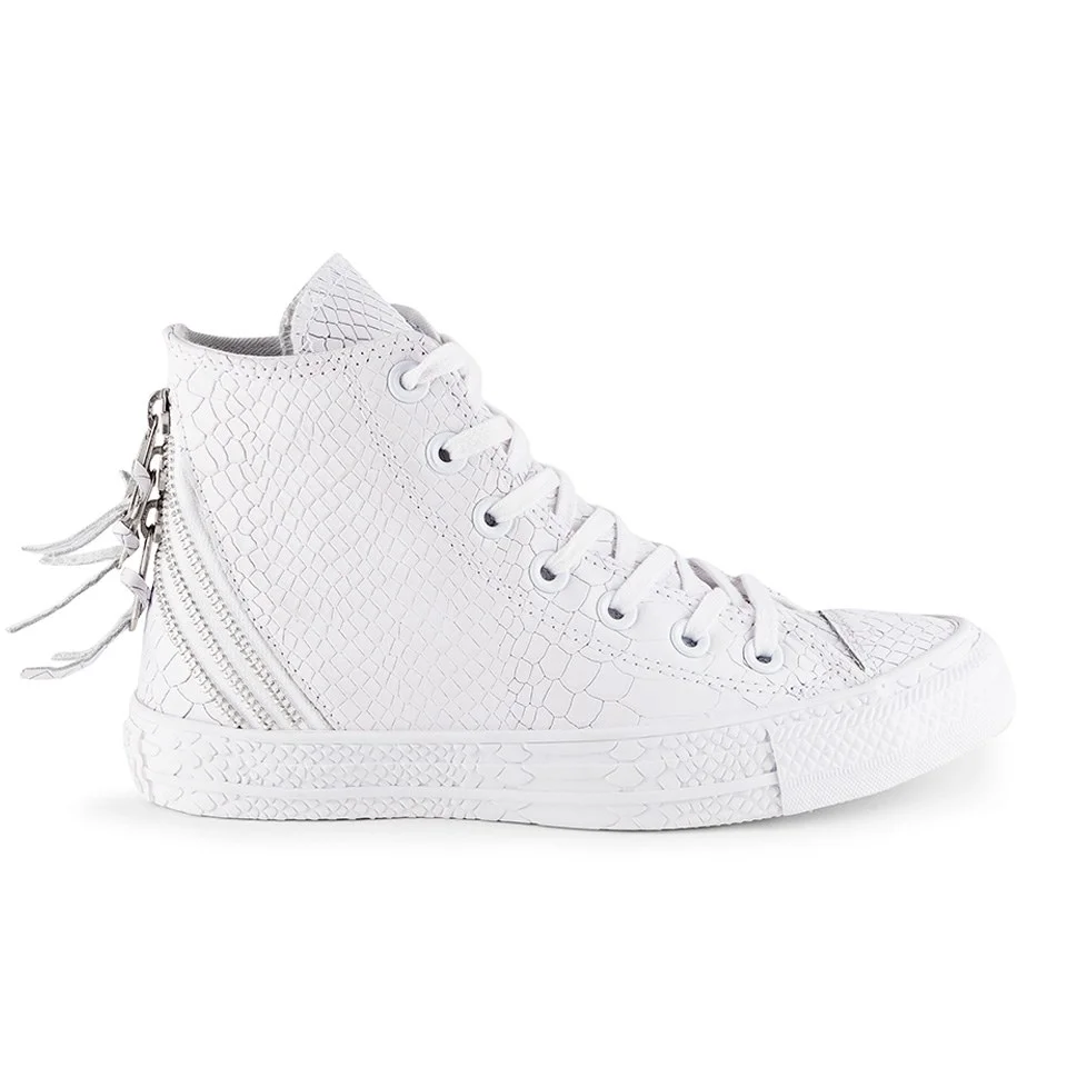 Converse Women's Chuck Taylor All Star Leather Tri-Zip Hi-Top Trainers- White Image 1
