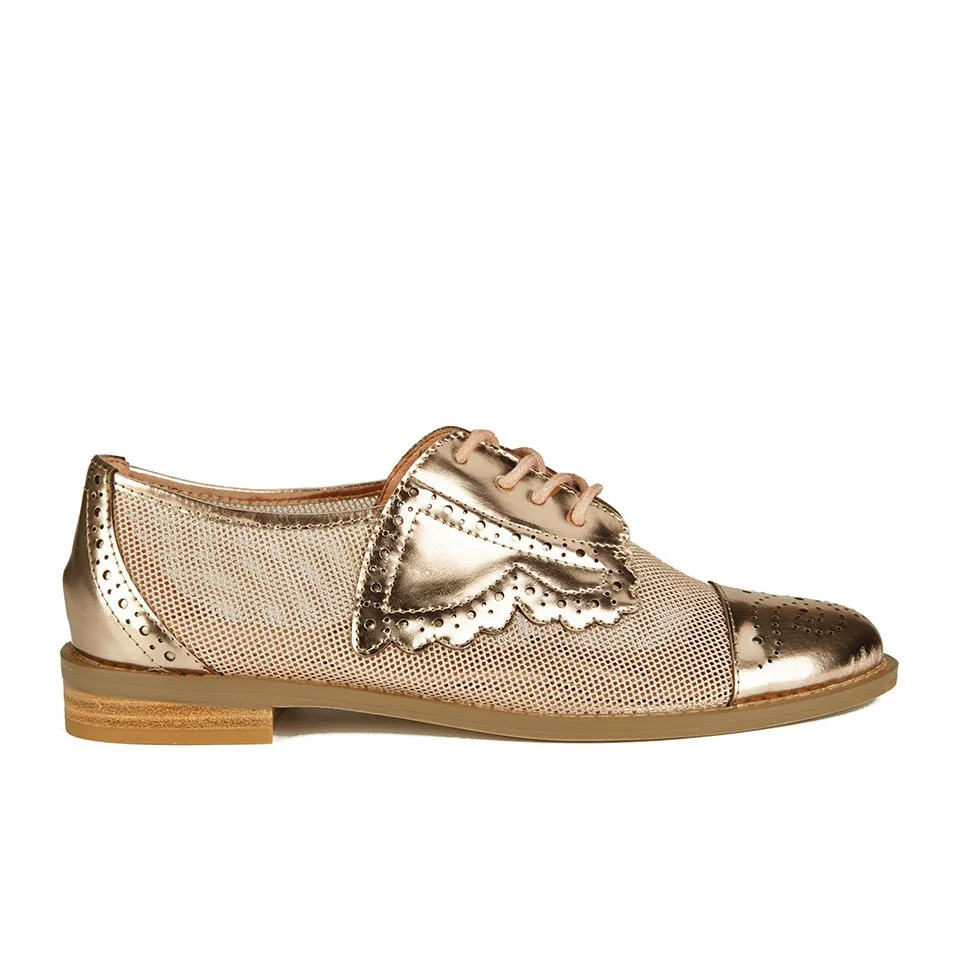 F-Troupe Women's Mesh/Leather Brogues - Champagne Image 1