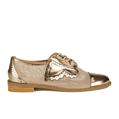 F-Troupe Women's Mesh/Leather Brogues - Champagne