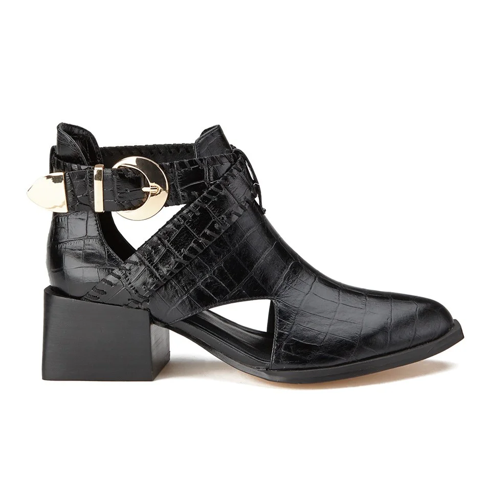 Senso Women's Malika Croc Leather Heeled Ankle Boots - Ebony Image 1