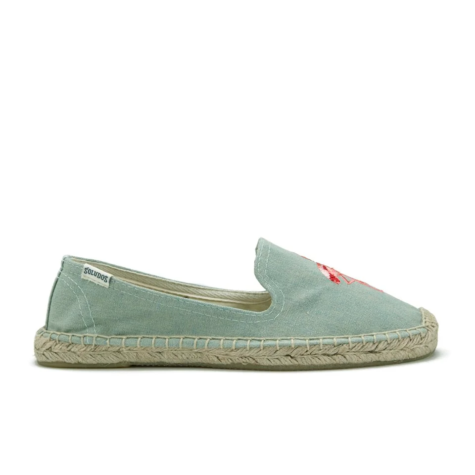 Soludos Women's Flamingo Embroidery Espadrille Canvas Smoking Slippers - Light Chambray Image 1