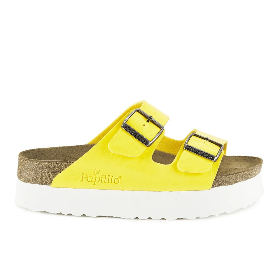 Birkenstock Women's Arizona Slim Fit Double Strap Platform Sandals - Yellow Image 1