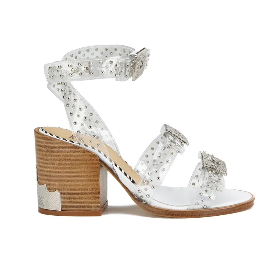 Toga Pulla Women's Clear Studded Block Heeled Sandals - Clear Image 1