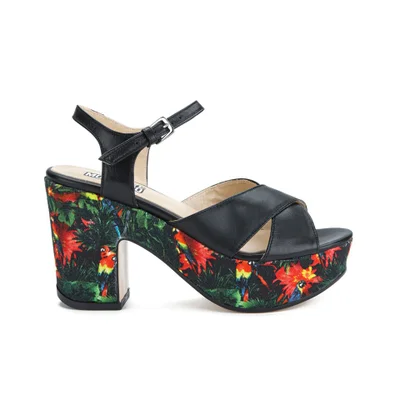 Love Moschino Women's Printed Platform Sandals - Black Multi