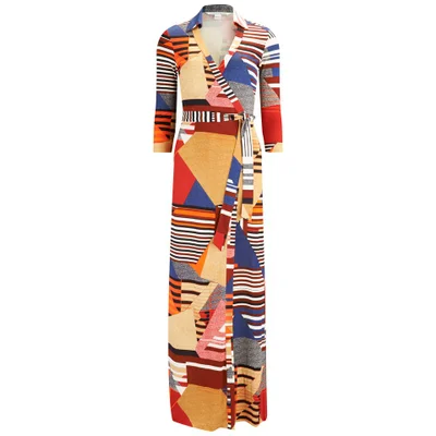Diane von Furstenberg Women's Abigail Diamond Stripe Collage Maxi Dress - Multi