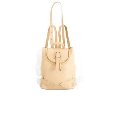 meli melo Women's Mini Natural Leather Backpack with White Mongolian Shearling