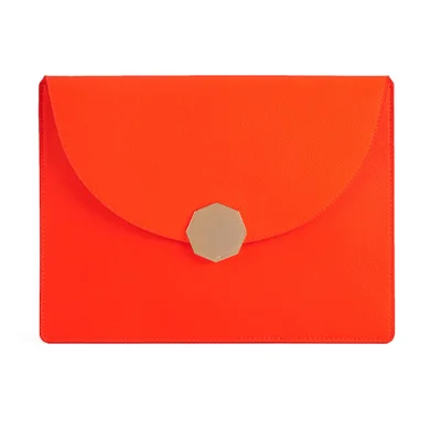 meli melo Women's Grip Leather Clutch - Coral