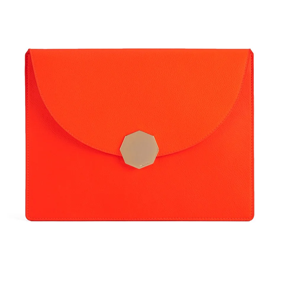 meli melo Women's Grip Leather Clutch - Coral Image 1