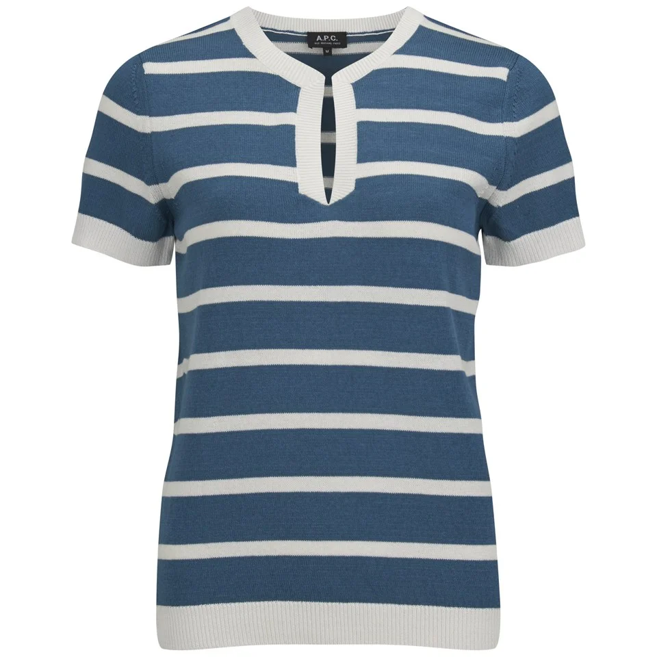 A.P.C. Women's Free City SS Pullover - Blue Steel Image 1