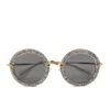 Miu Miu Round Women's Sunglasses - Smoke/Glitter Silver - Image 1