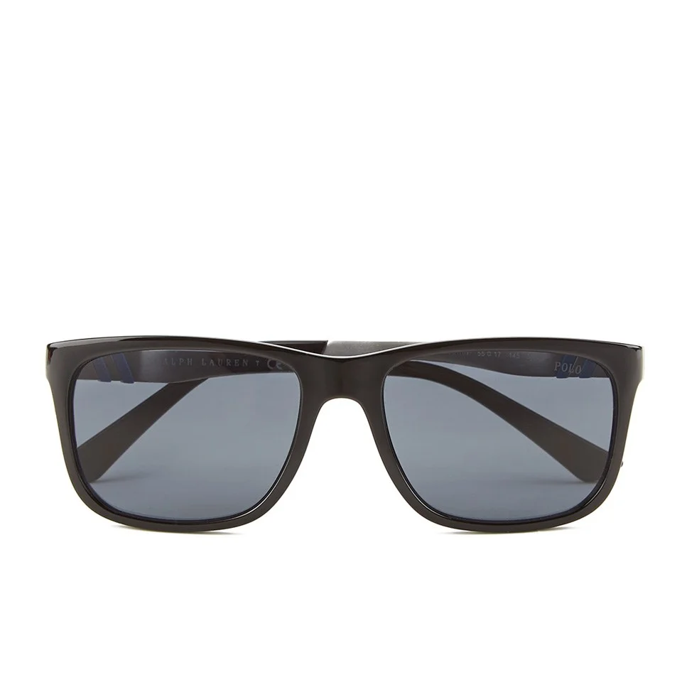 Polo Ralph Lauren Rectangular Men's Sunglasses - Shiny Black Image 1