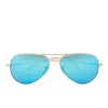 Ray-Ban Aviator Large Metal Sunglasses - Matte Gold/Blue Mirror Polar - 58mm - Image 1