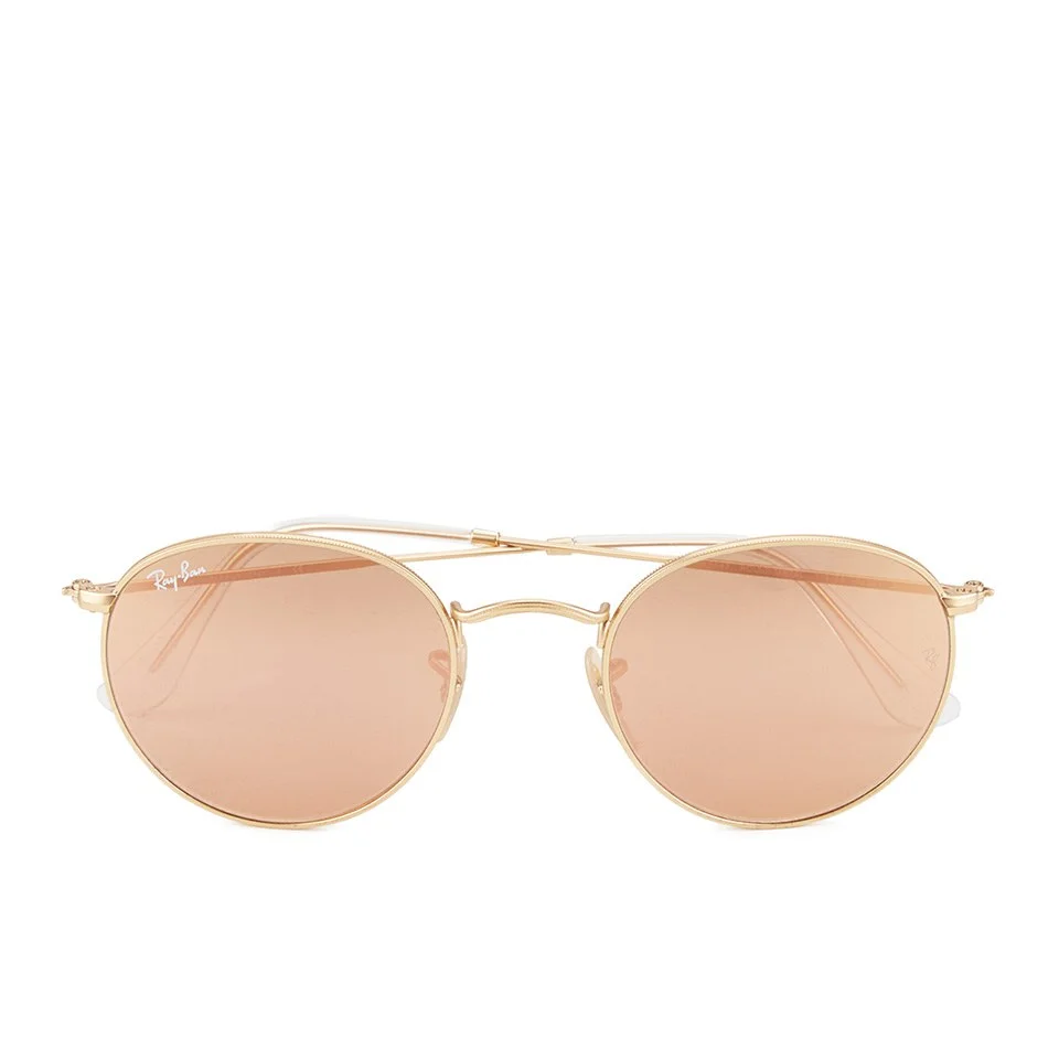 Ray-Ban Round Metal Sunglasses - Matte Gold/Brown Mirror Pink - 50mm Image 1