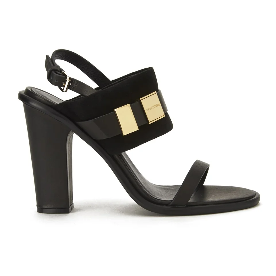 See By Chloé Women's Leather/Suede Heeled Sandals - Black Image 1