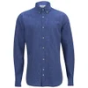 J.Lindeberg Men's Dani Button-Down Linen Stripe Long Sleeve Shirt - Light Blue - Image 1