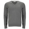 J.Lindeberg Men's Melvin Fine-Cotton V-Neck Knitted Jumper - Mid Grey Melange - Image 1