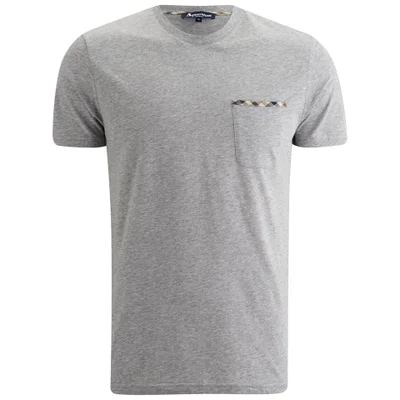 Aquascutum Men's Brady SS T-Shirt with Check Trim Pocket - Grey