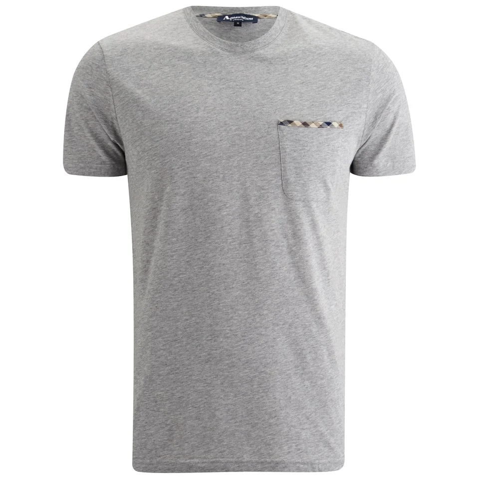 Aquascutum Men's Brady SS T-Shirt with Check Trim Pocket - Grey Image 1