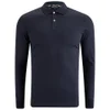 Aquascutum Men's Kendrick LS Jersey Polo Shirt with Under-Collar Check - Navy - Image 1