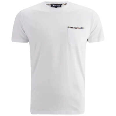 Aquascutum Men's Brady SS T-Shirt with Check Trim Pocket - White