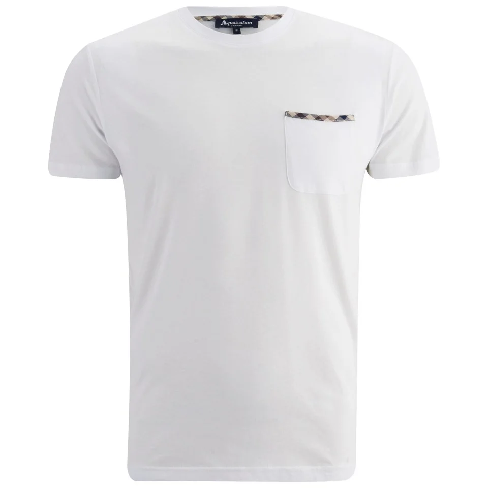 Aquascutum Men's Brady SS T-Shirt with Check Trim Pocket - White Image 1