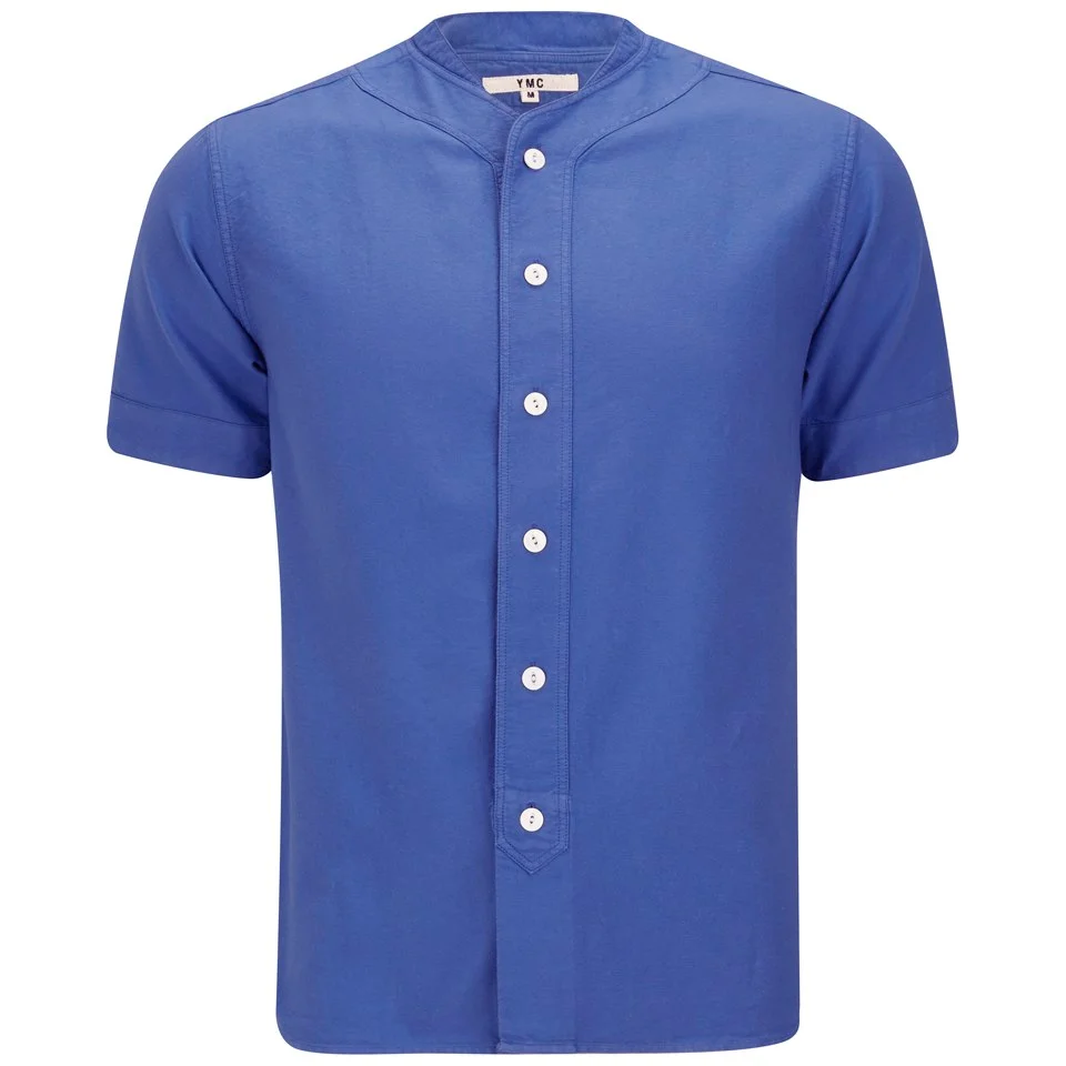 YMC Men's Baseball Shirt - Garment Dyed Royal Blue Image 1